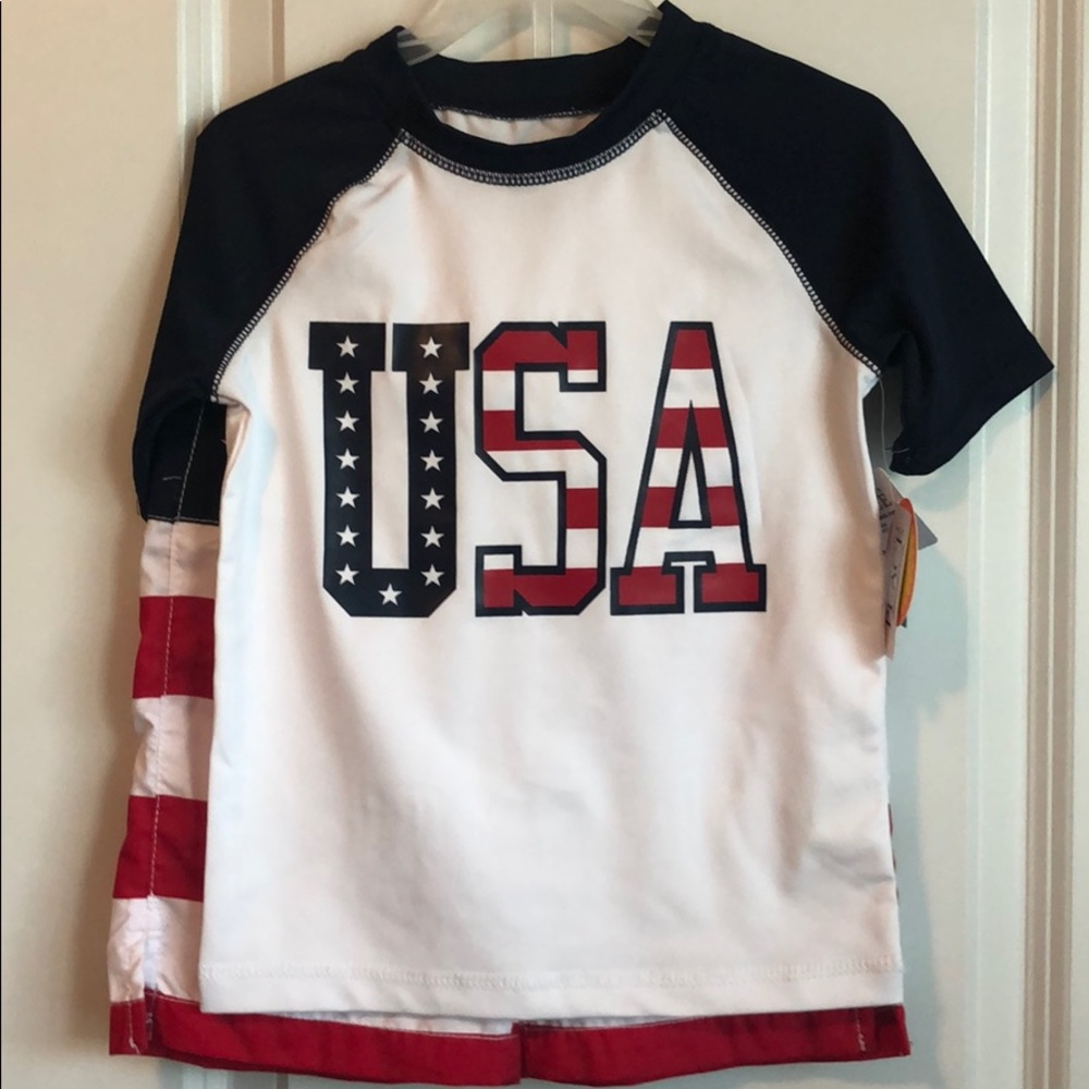 USA T-shirt and swim trunk set